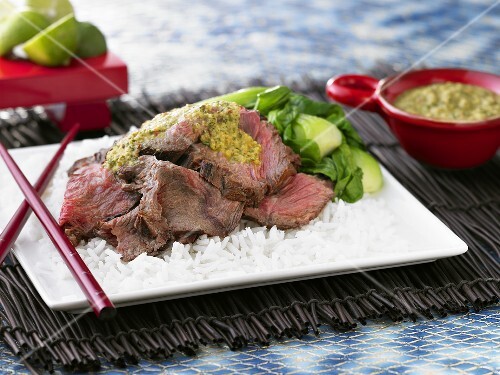 Crying Tiger (Thai beef on a bed of rice)