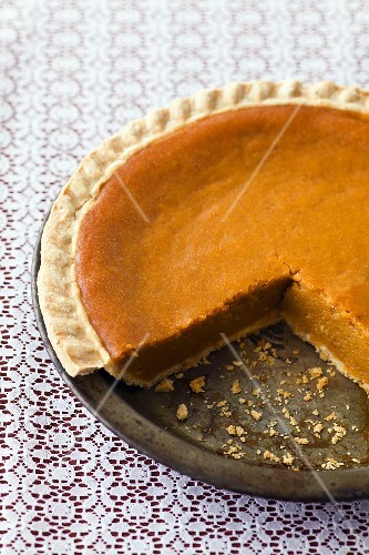 Pumpkin Pie with a Slice Removed