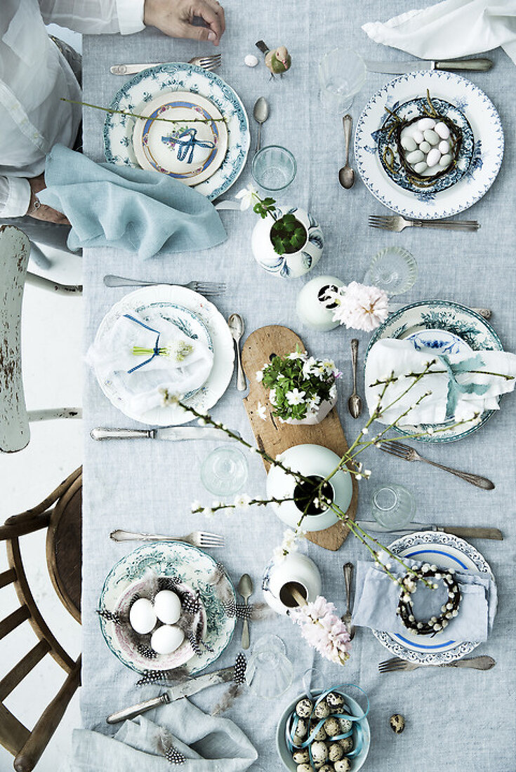 Easter Table in Blue Tones