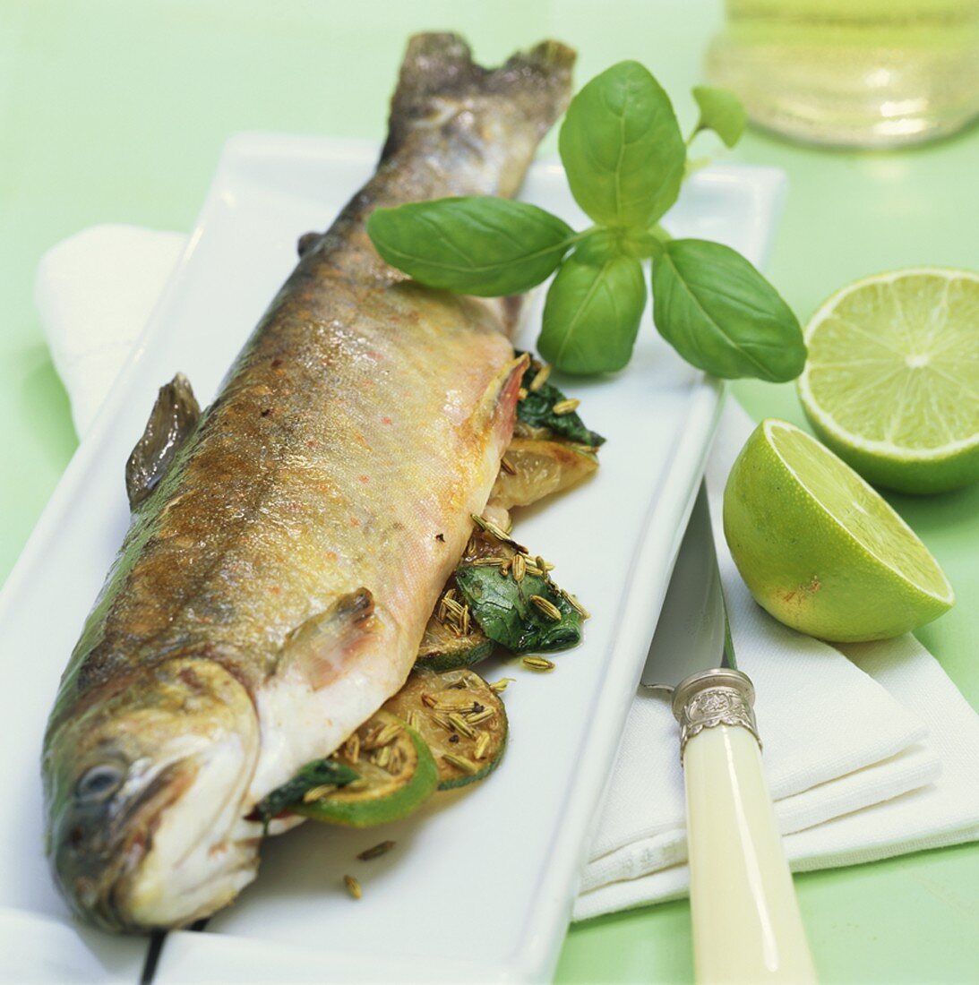 Grilled charr with lime