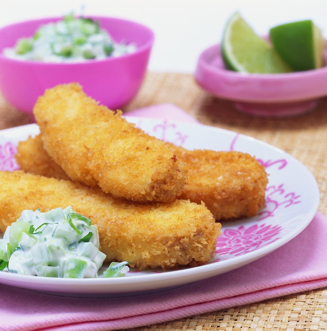 Home-made fish fingers with Asian remoulade