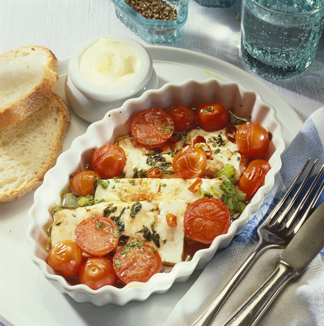 Tomato and sheep's cheese gratin