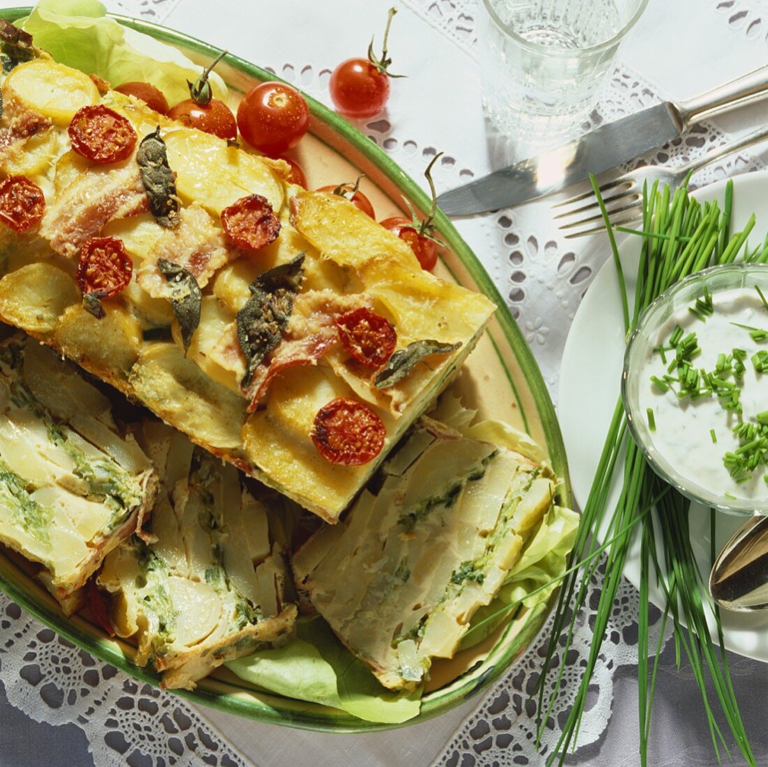 Leek and potato loaf with bacon and sage