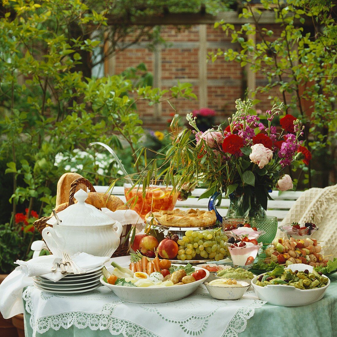 Summer buffet in garden