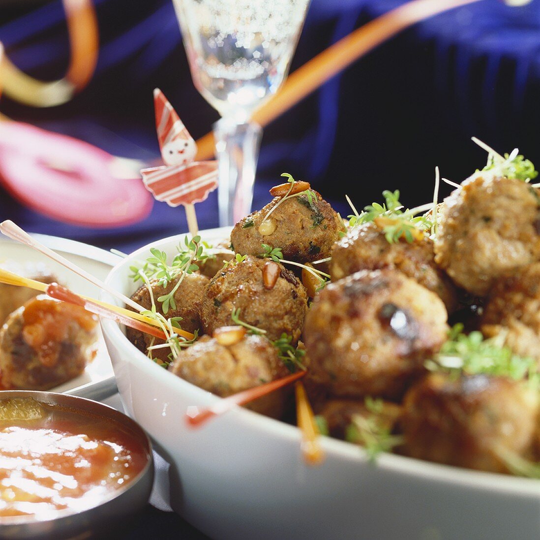 Meatballs with herbs and spicy sauce