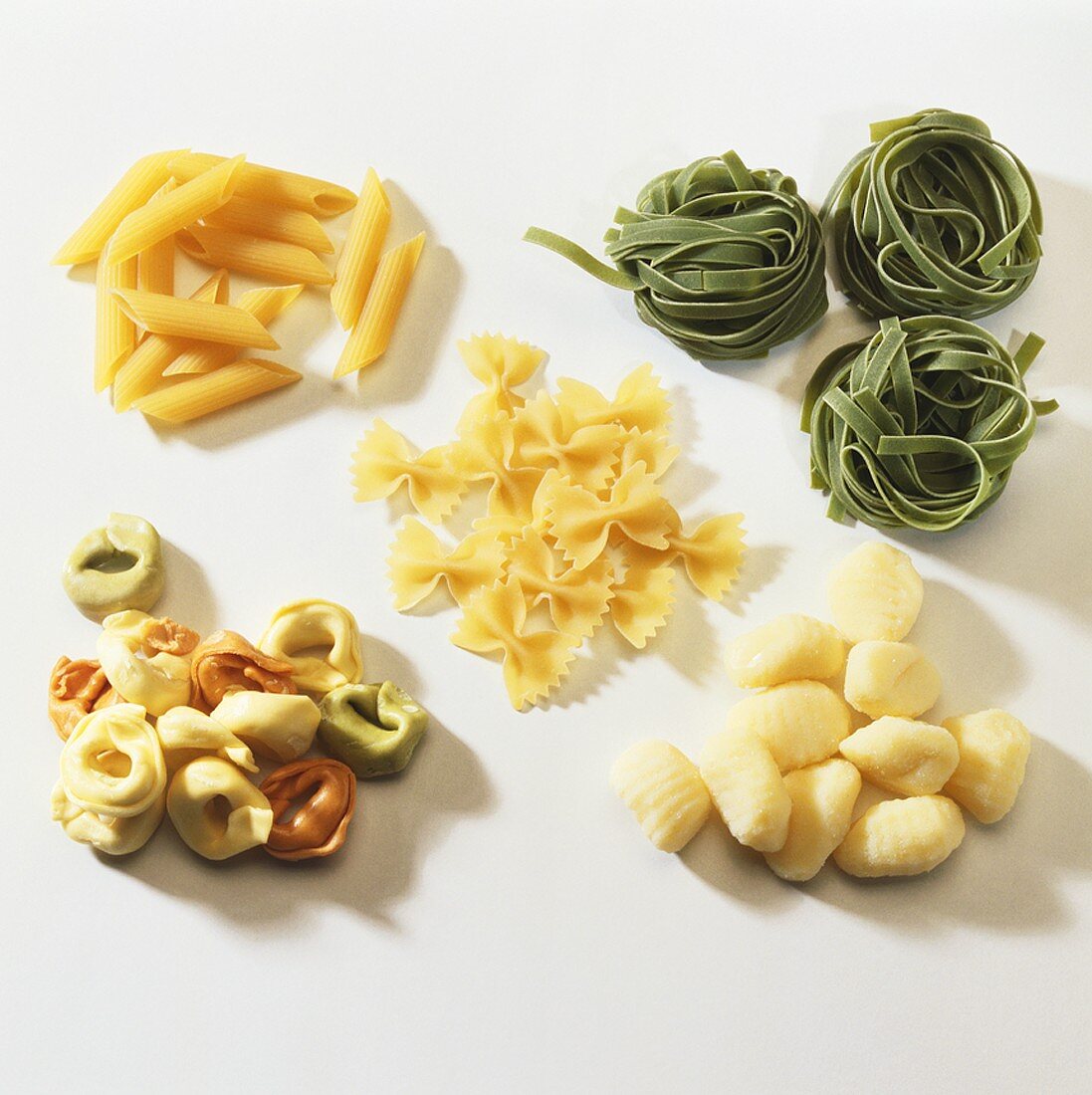 Various types of pasta and gnocchi