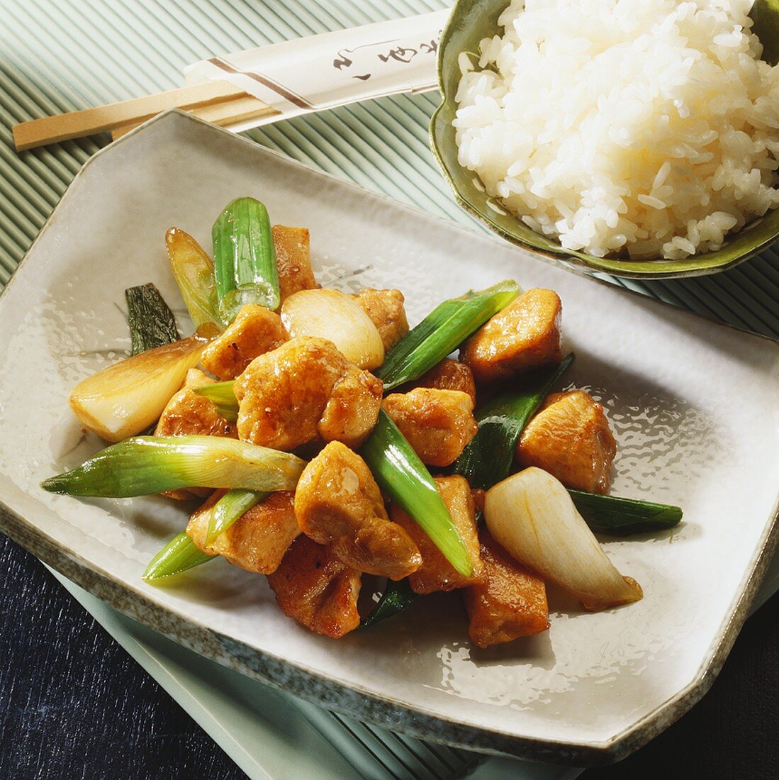 Asian chicken with spring onions