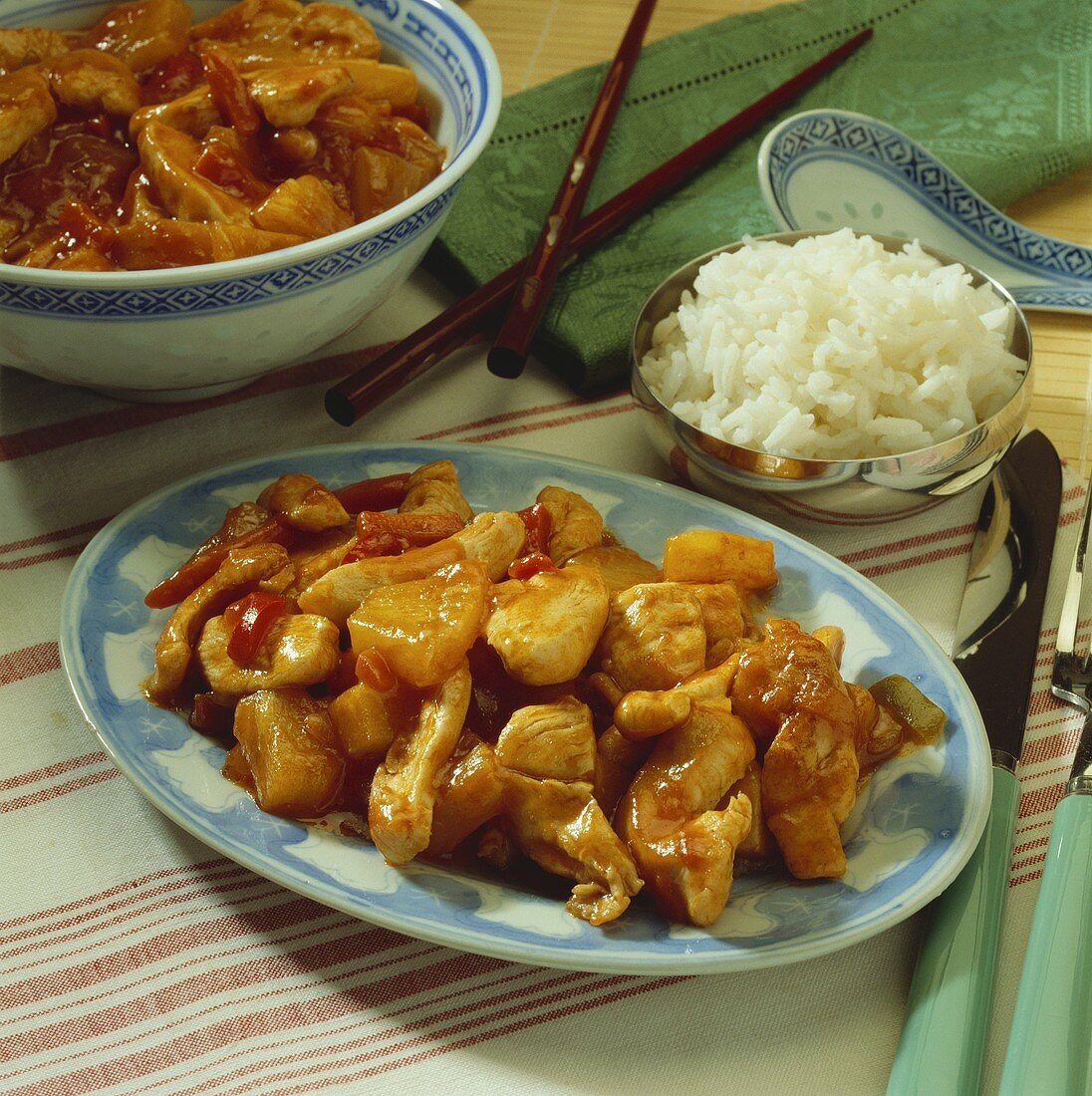 Hähnchen mit Ananas süß-sauer