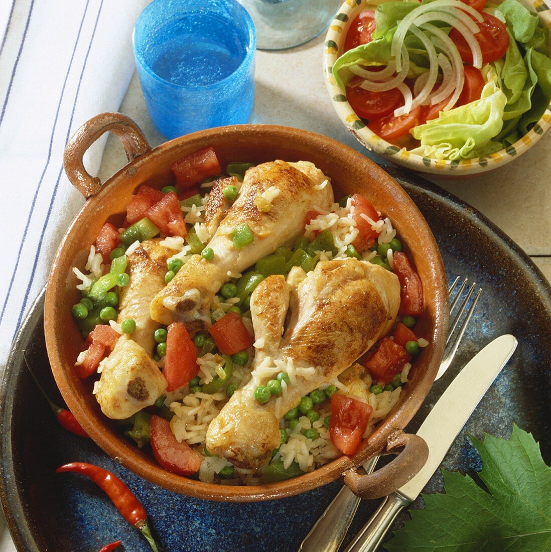 Braised chicken legs with vegetable rice