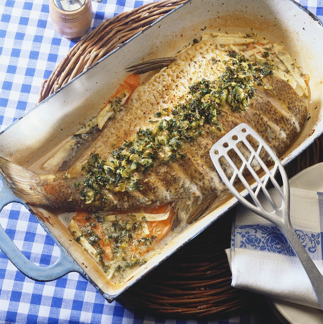 Baked bream with parsley