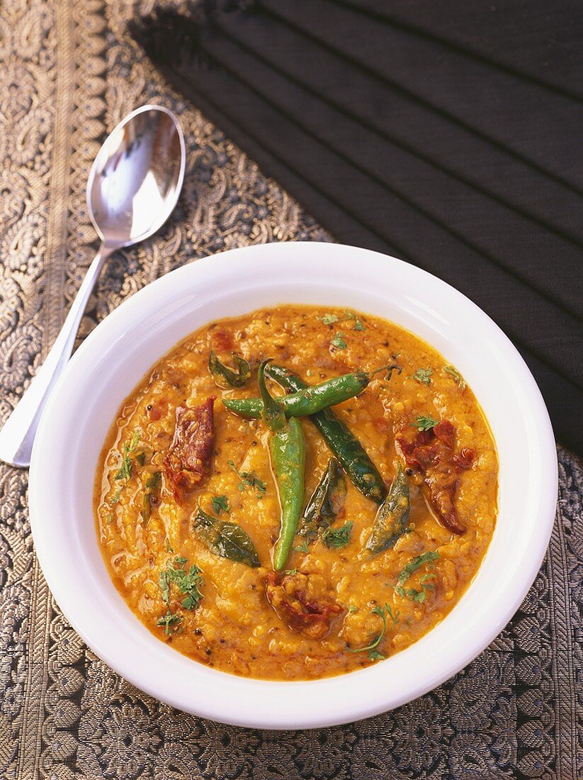 Yellow lentil curry, Maharashtra, India