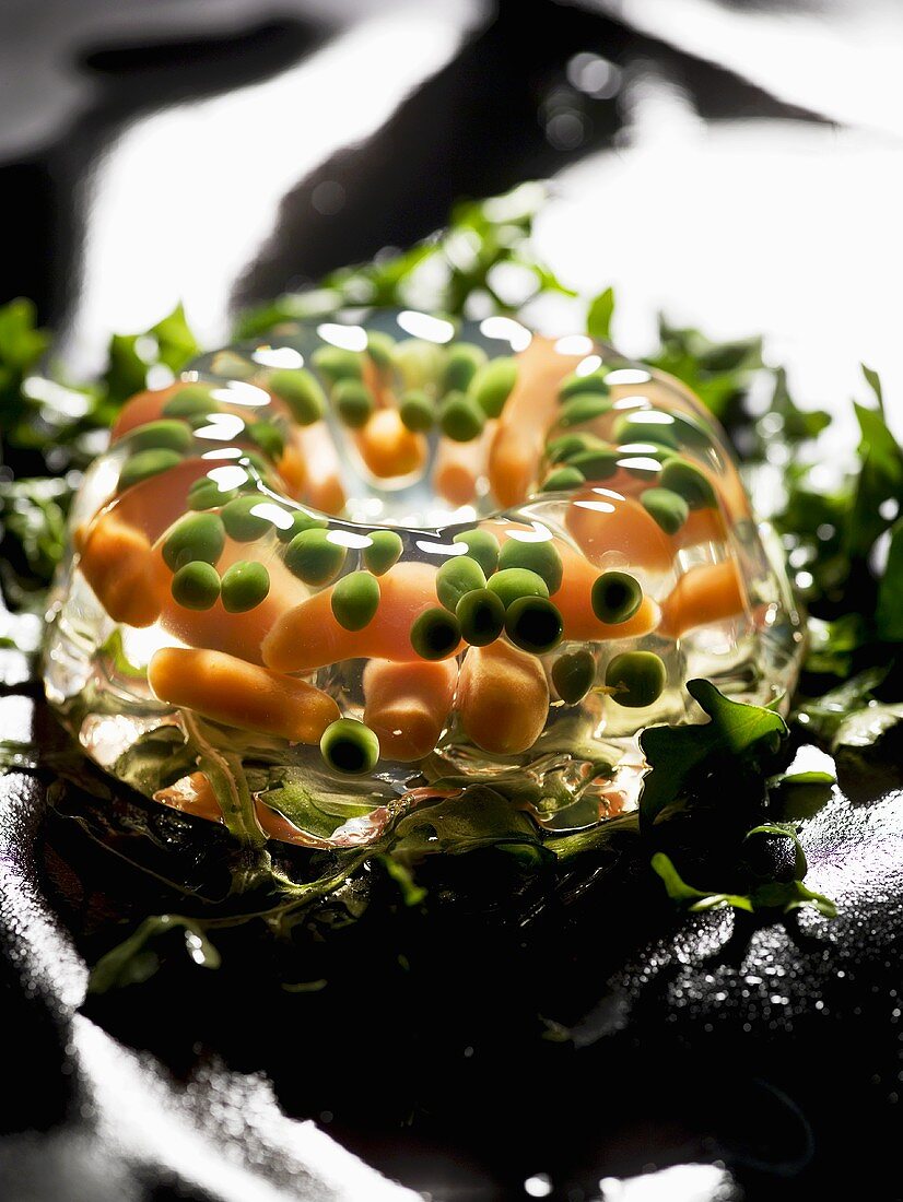 Carrots and peas in aspic