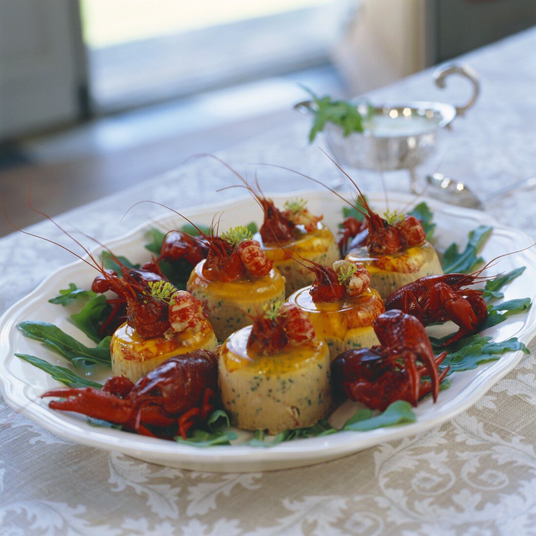 Crayfish timbale on rocket