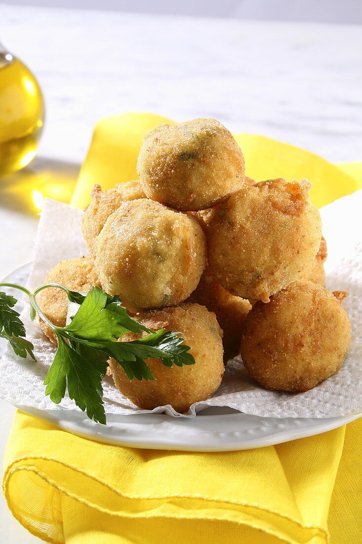 Deep-fried mozzarella balls