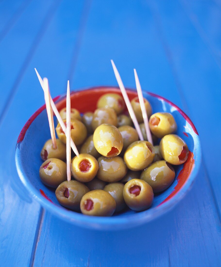 Green olives stuffed with peppers