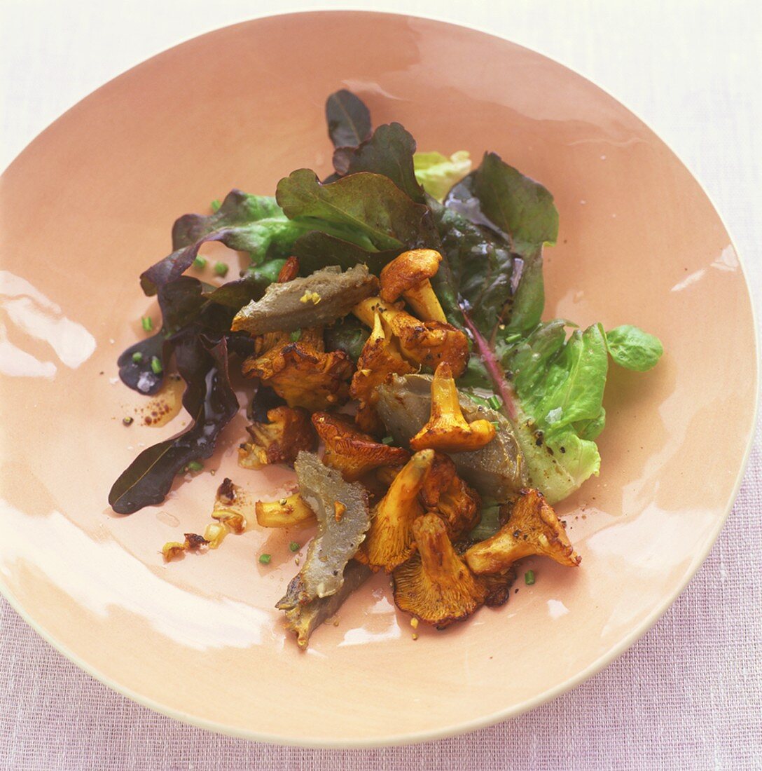 Warm artichoke and chanterelle salad