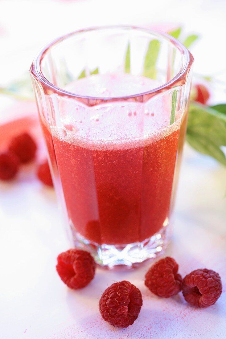 A glass of raspberry punch