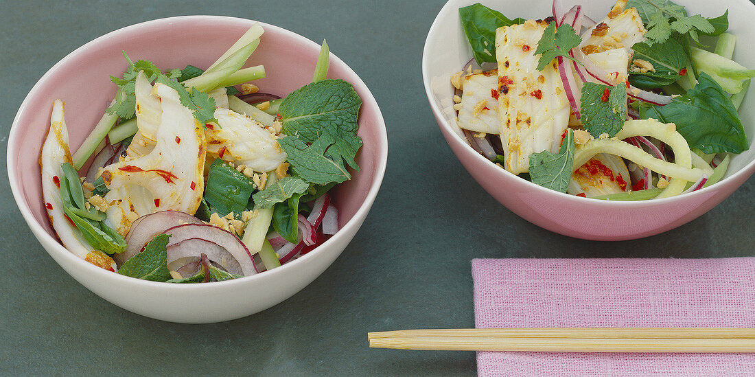 Cuttlefish salad with herbs and red onions