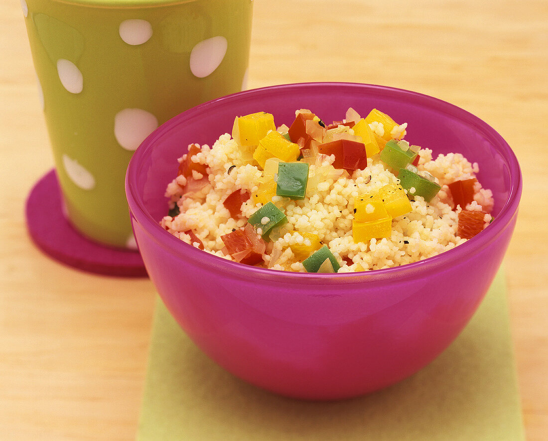 Couscous with diced peppers