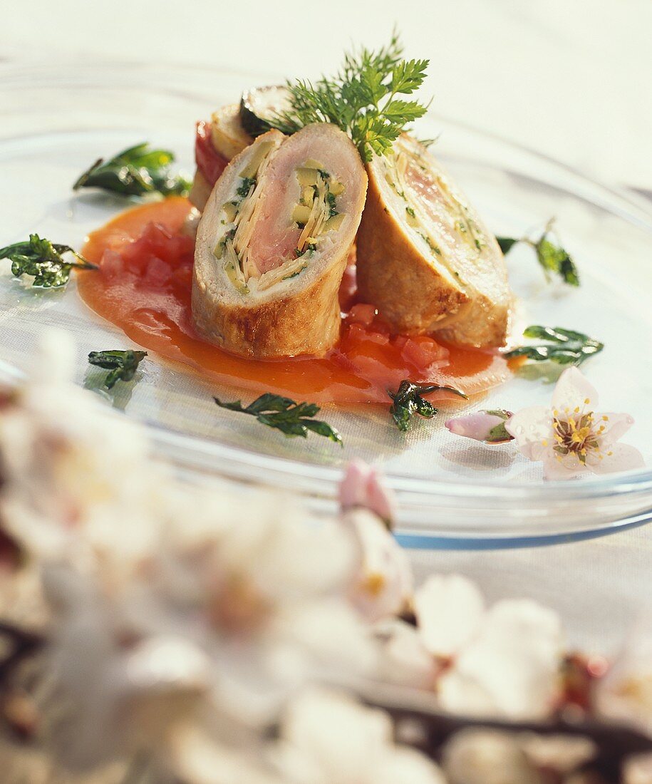 Veal roulades with almond stuffing