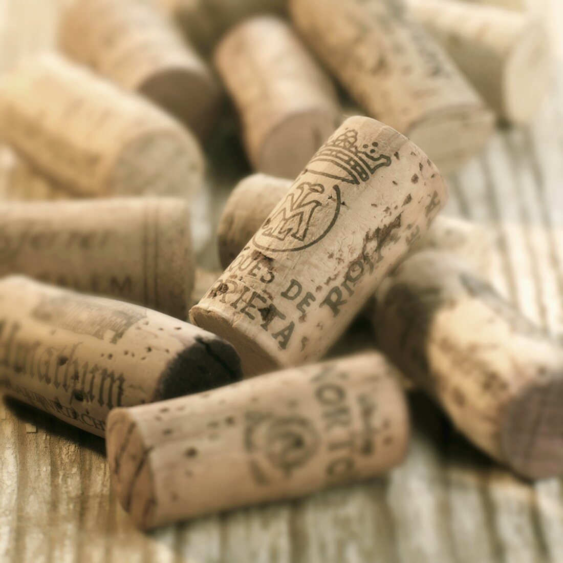 Corks from wine estates in various countries