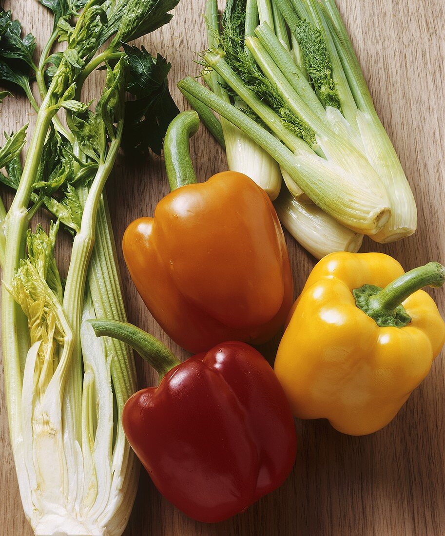 Fennel, celery and different coloured peppers