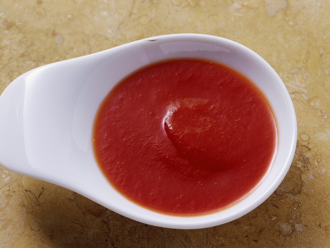Small dish of pureed tomatoes