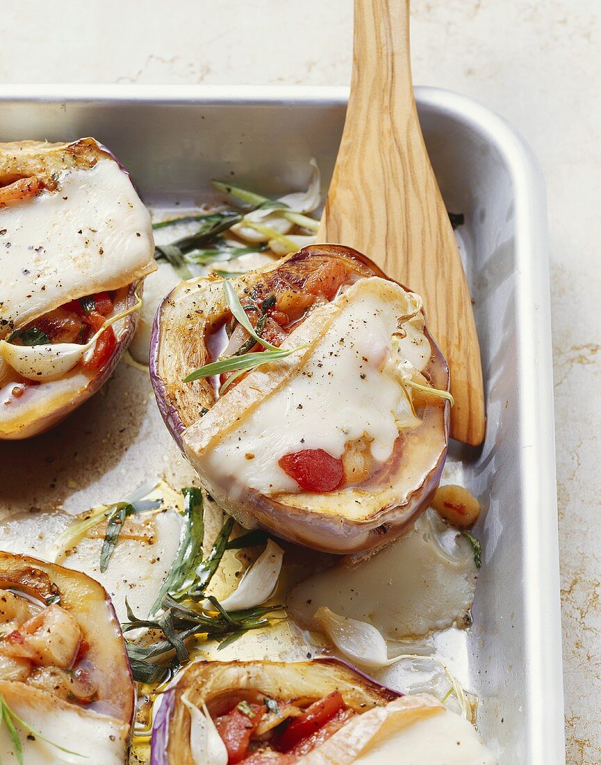 Melanzane ripiene (Baked stuffed aubergines)