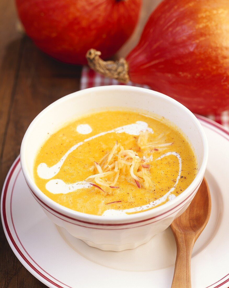 Pumpkin and apple soup with ginger