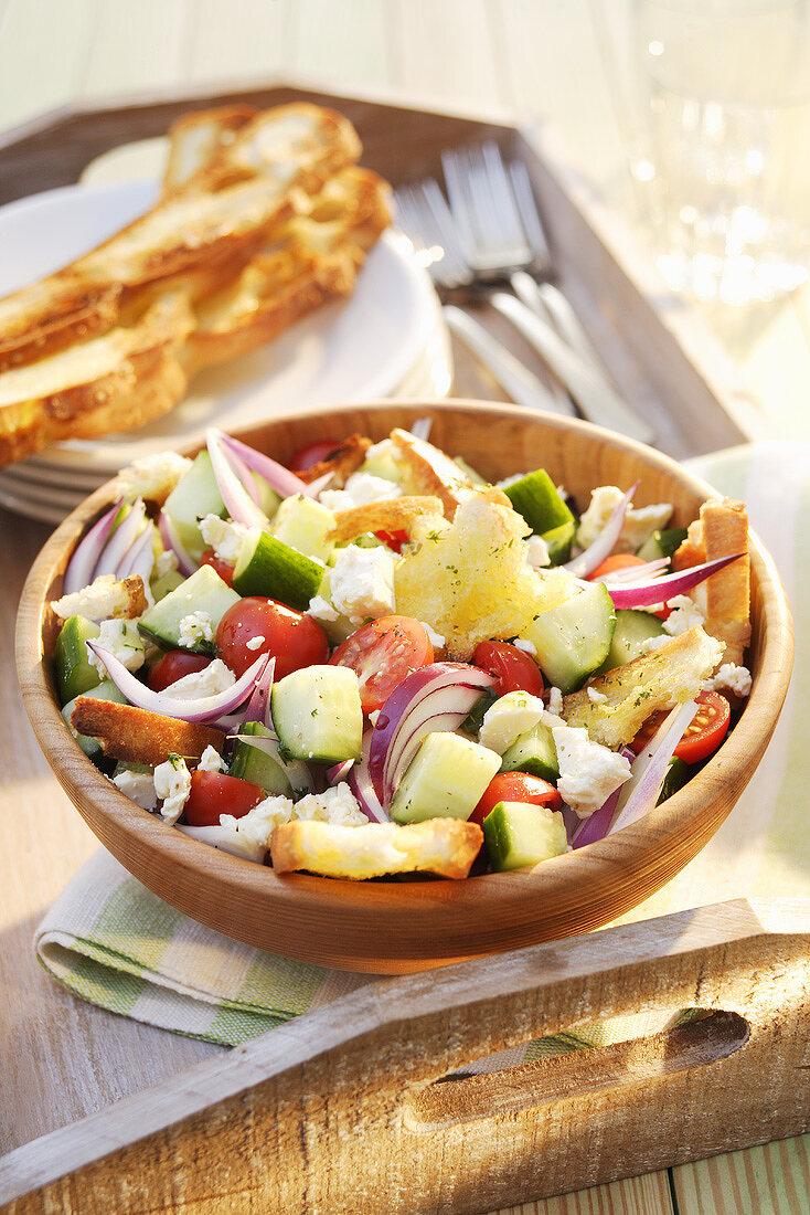 Bread and vegetable salad