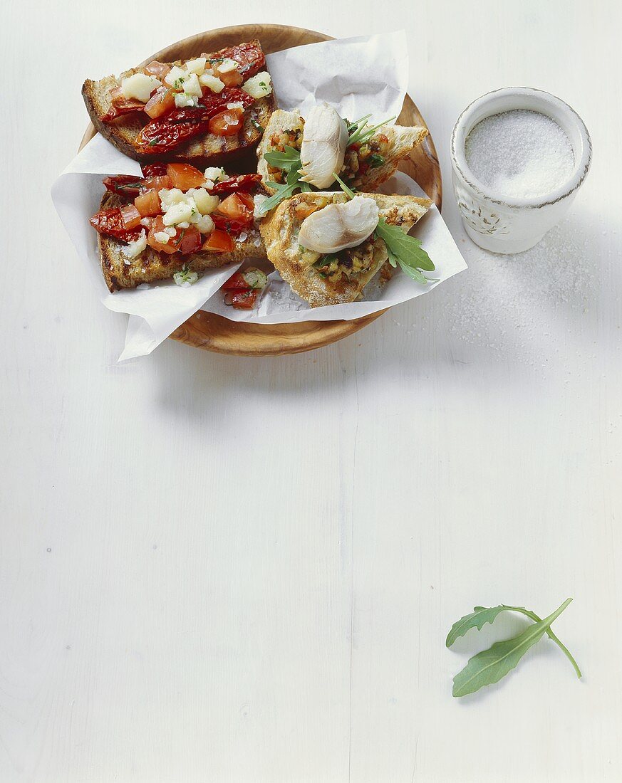 Bruschetta mit Pecorino & Bruschetta mit Makrele (Italien)