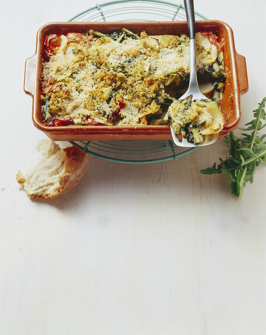 Sformato di patate e catalogne (Potato and dandelion bake)