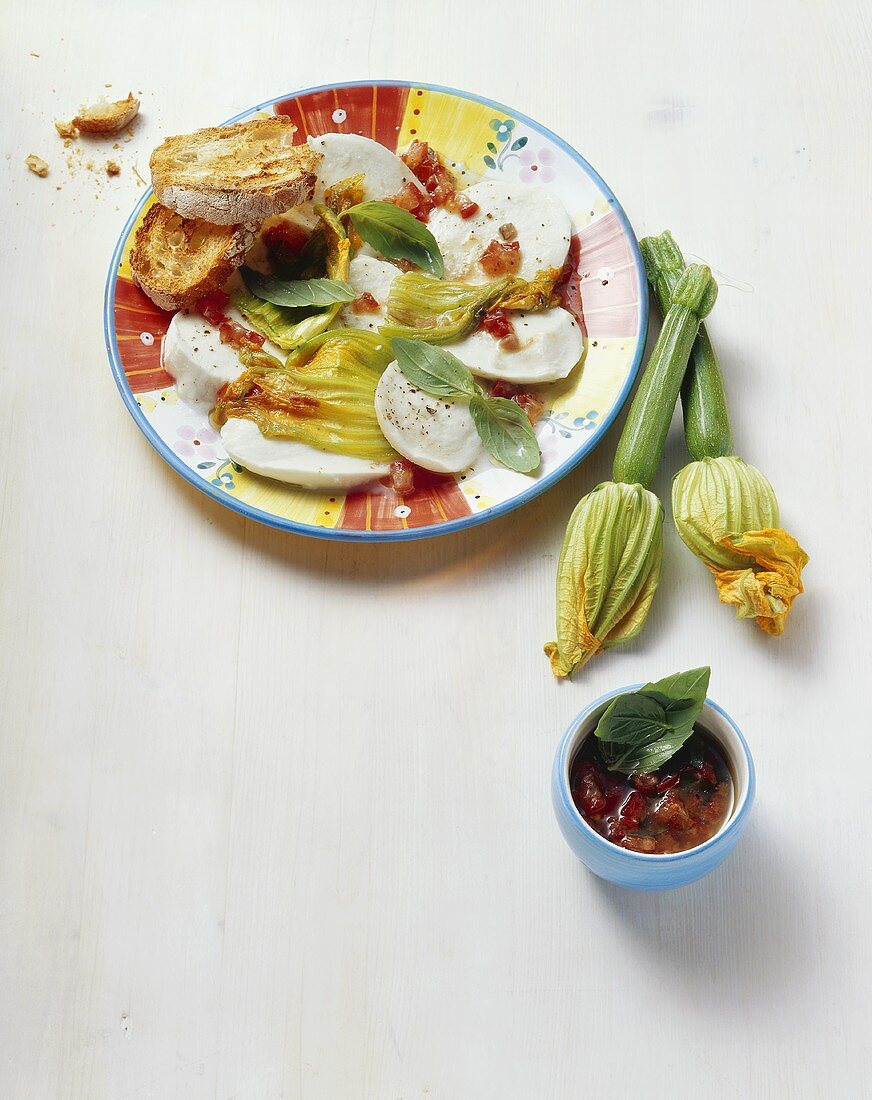 Fiori di zucchina con la mozzarella (Zucchiniblüten & Käse)