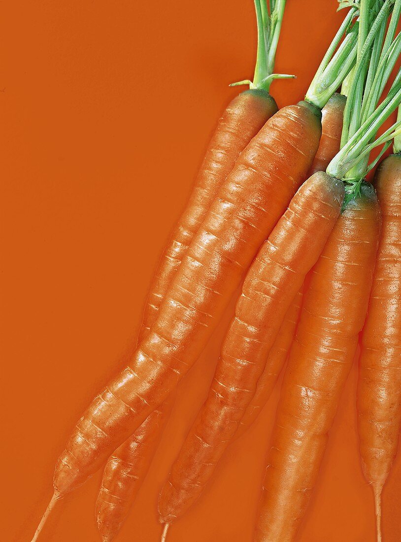 Karotten auf orangefarbenem Hintergrund