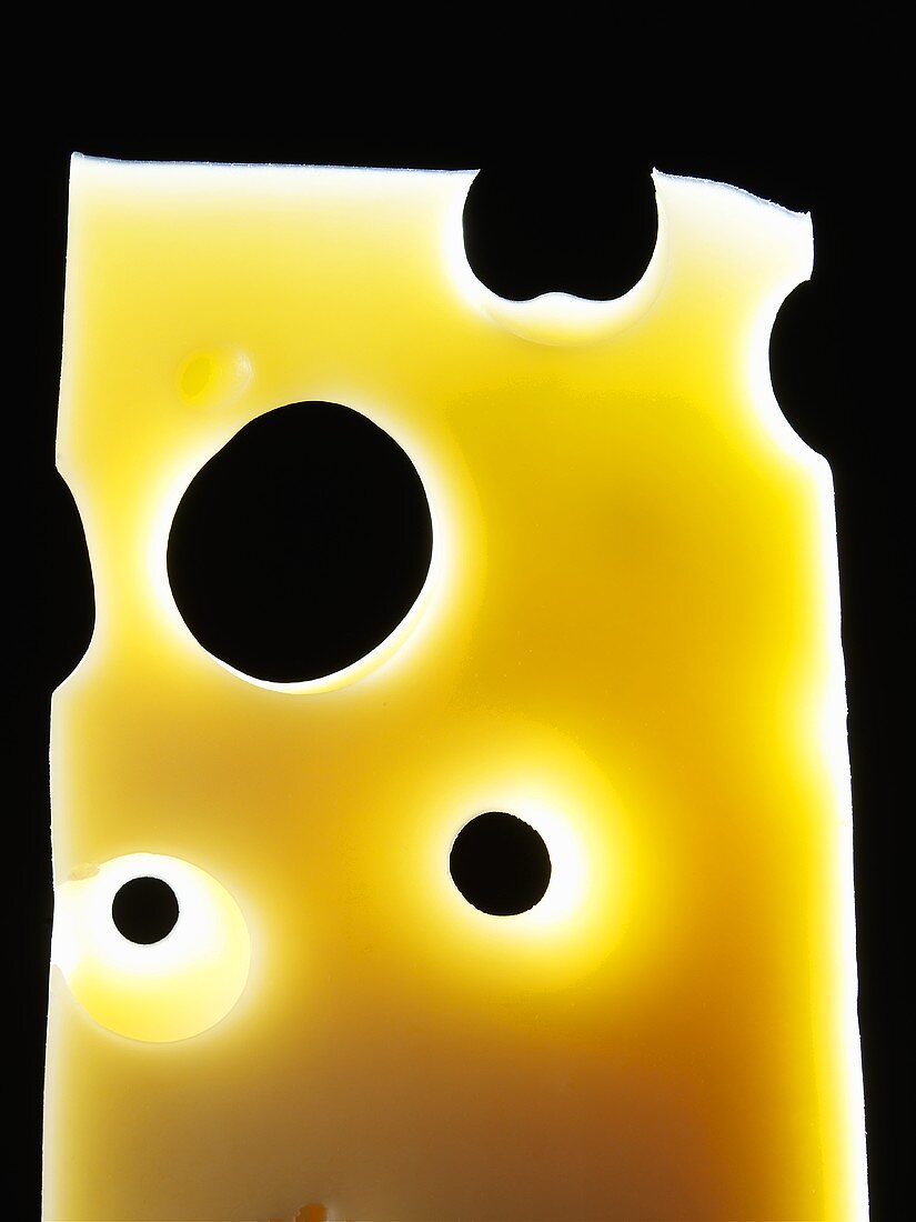 A slice of Emmental cheese