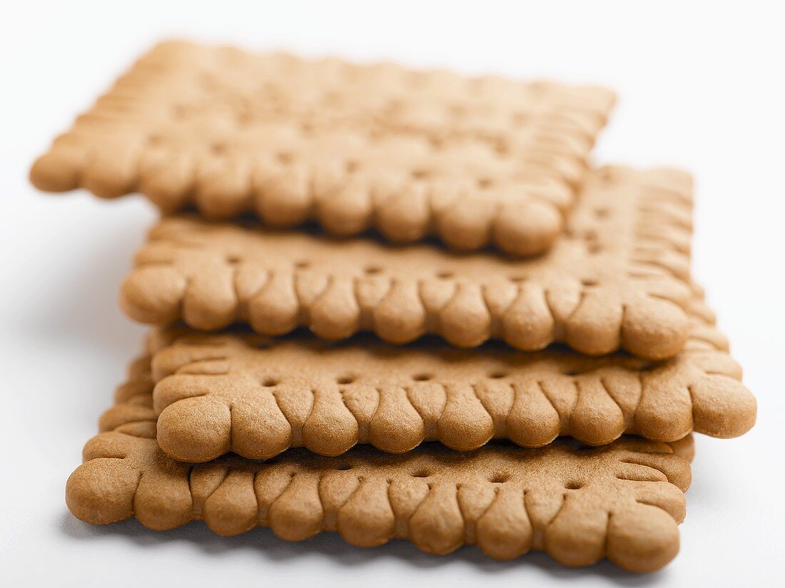 Four butter biscuits (Butterkekse), stacked