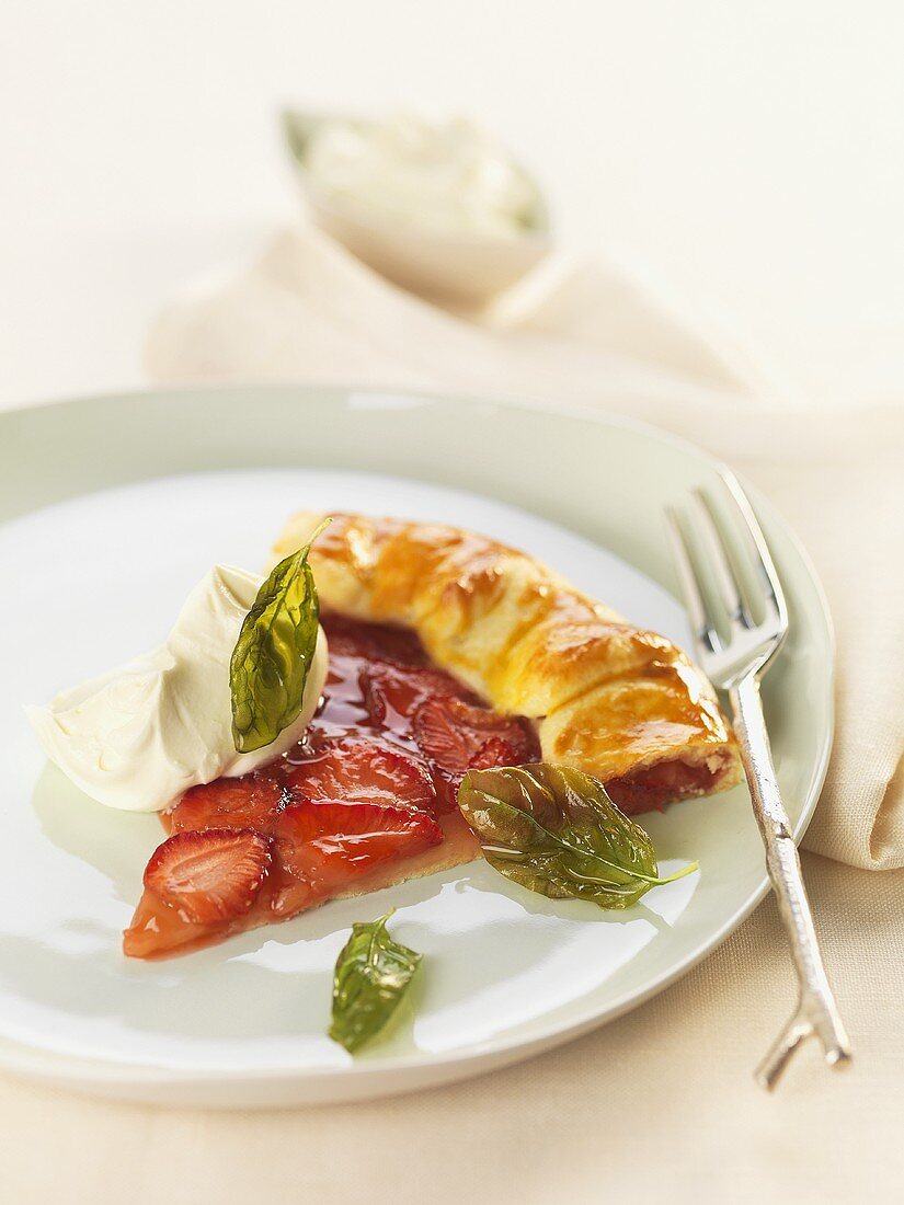 Strawberry tart with basil