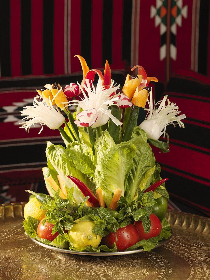 An arrangement of vegetables (table decoration)