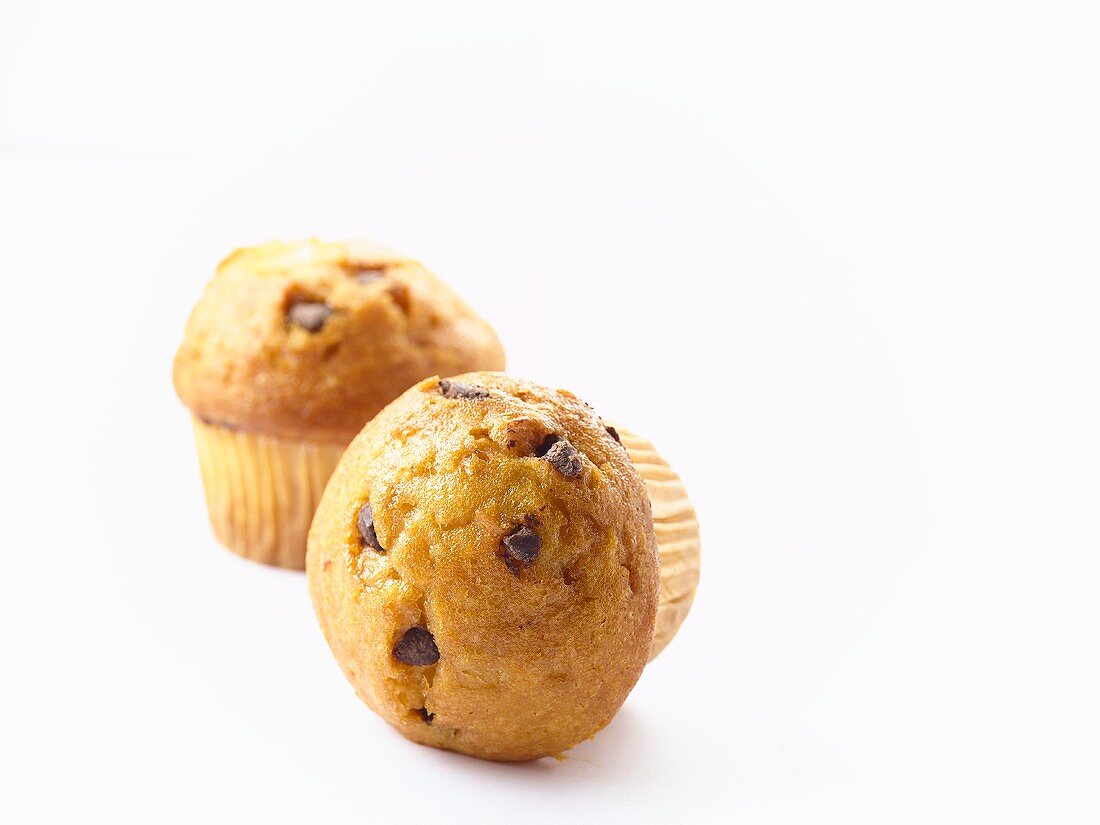 Two chocolate chip muffins