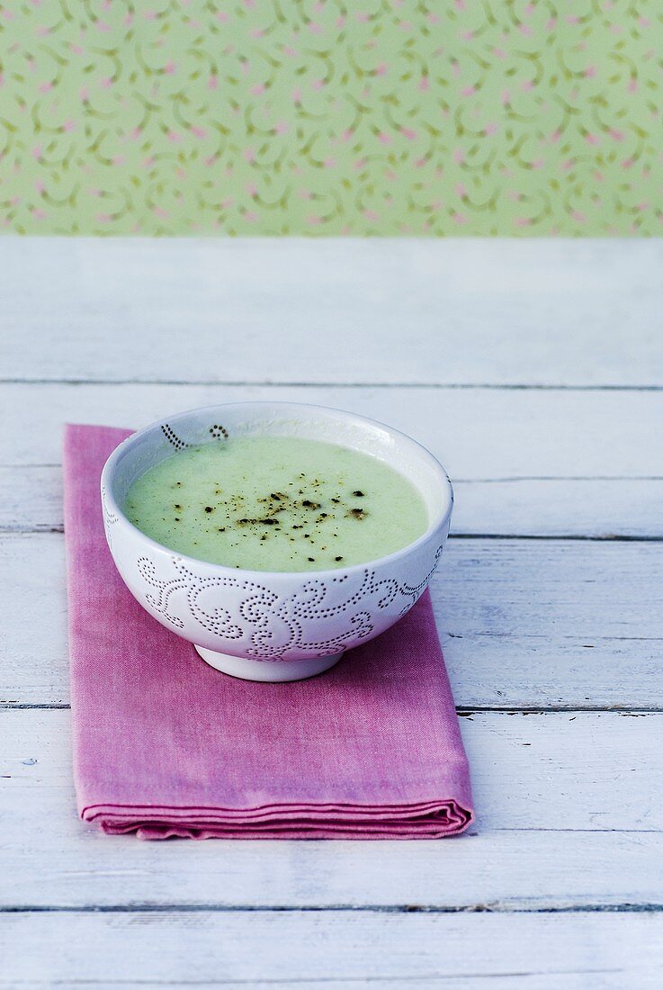 Chilled cucumber soup with pepper