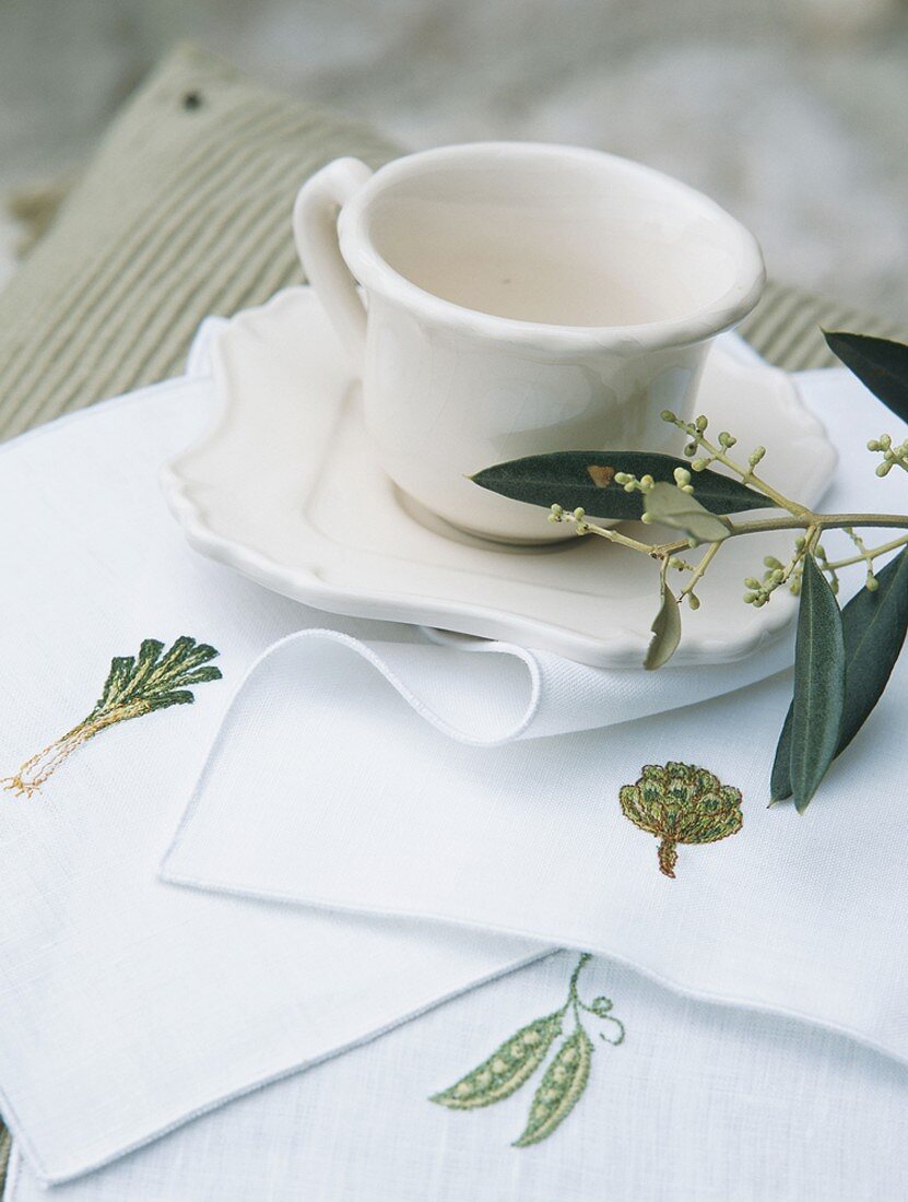 A coffee cup and saucer