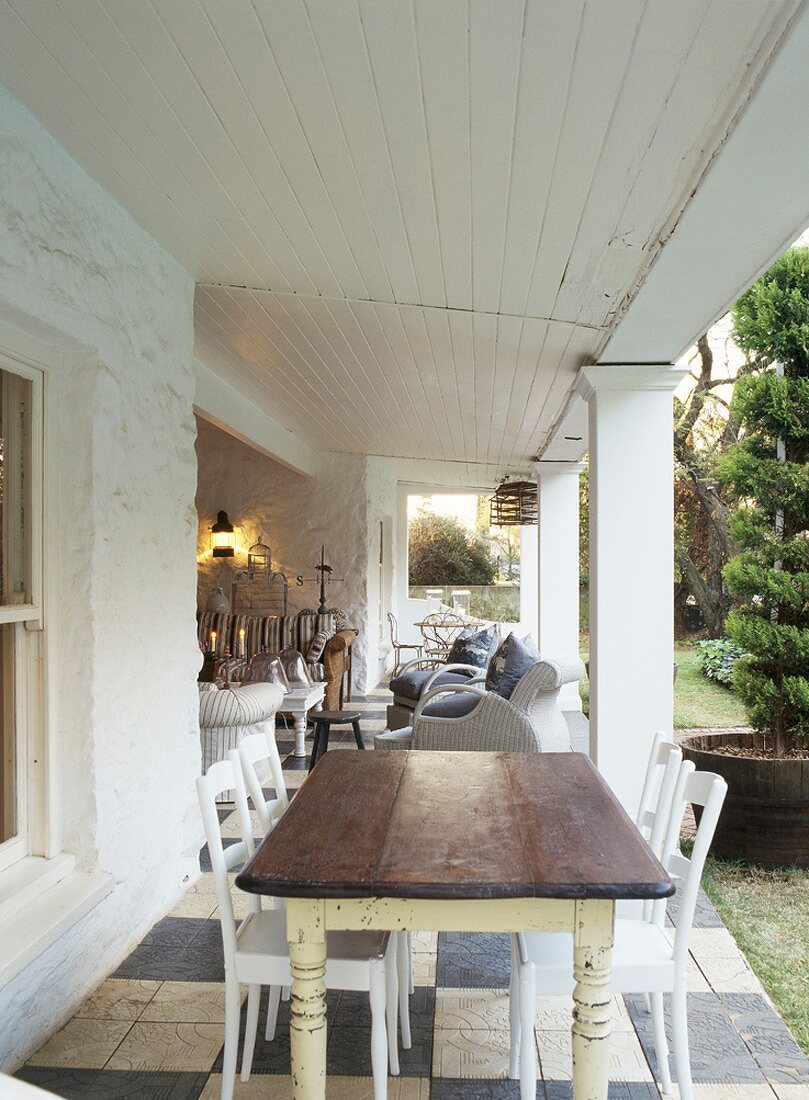 Table and chairs on veranda