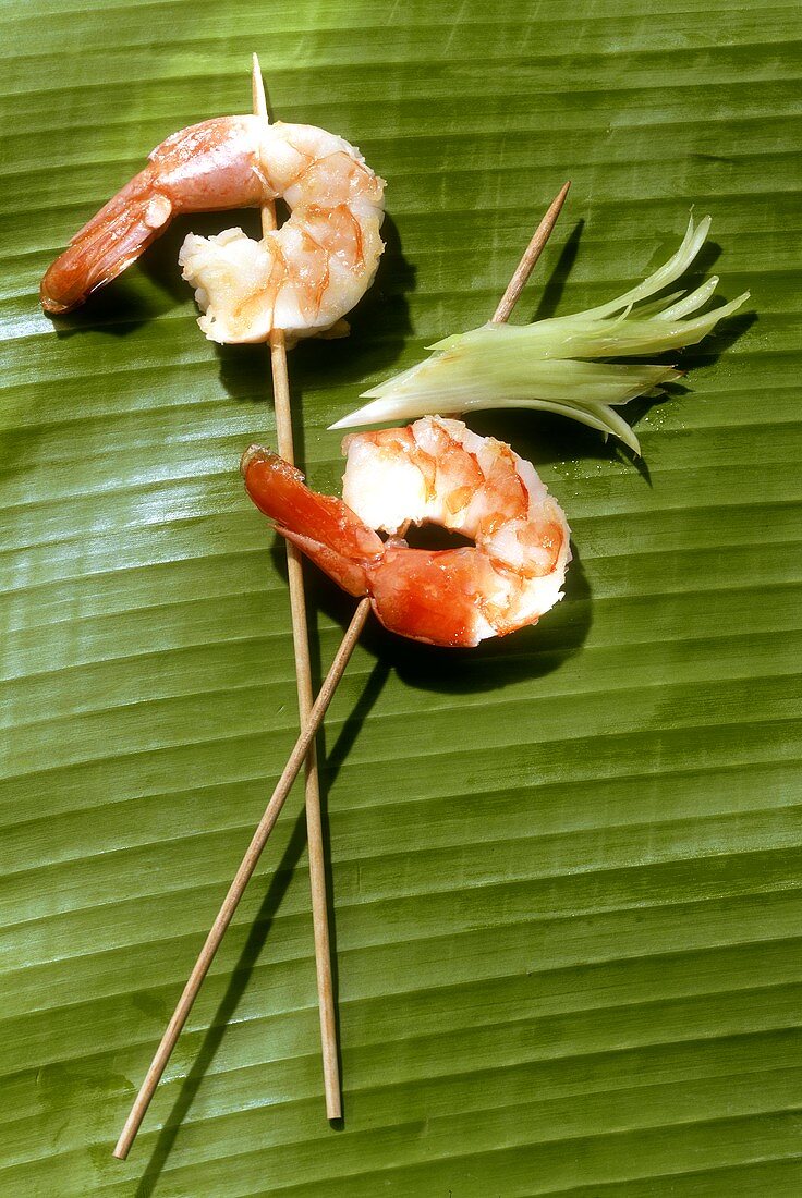 Skewered Shrimp with Spring Onions