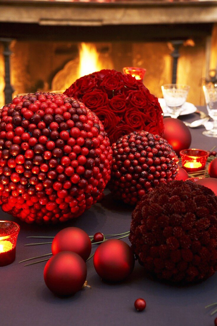 Table with Christmas decorations