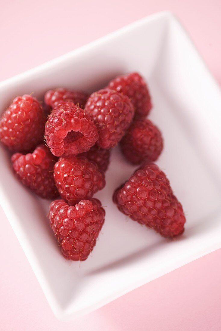 Raspberries in a small dish