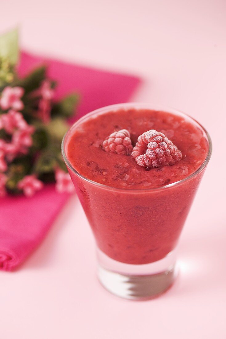 Raspberry cream in a glass