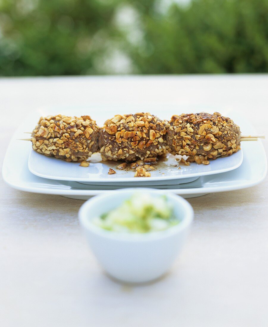 Koftas with asparagus and melon salsa