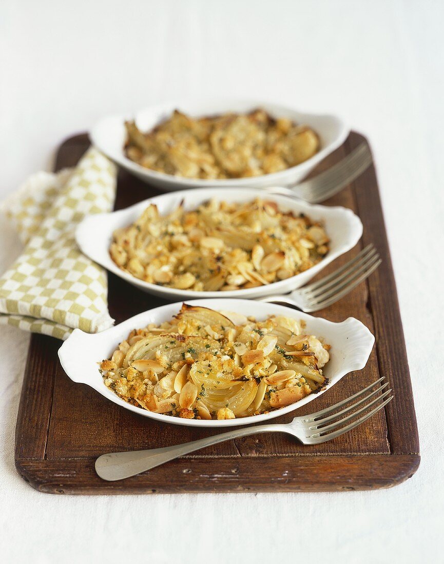 Fennel and butter bean gratin with almonds
