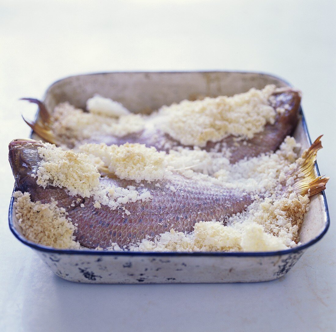 Red mullet in salt crust