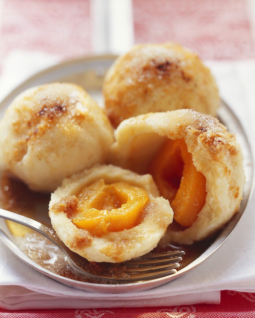 Apricot dumplings with apricot schnapps